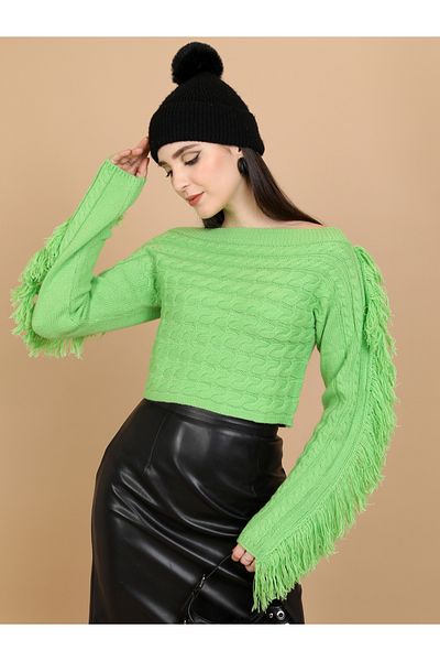 Tokyo Talkies By Styli Textured Cable Knit Boat Neck Sweater