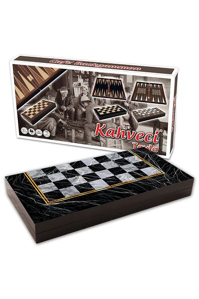 Alpsan Lotus Star Cafe Black Marble Backgammon