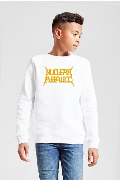 Tshirthane Детски суичър с надпис Nuclear Assault Lettern, бял, 2ip