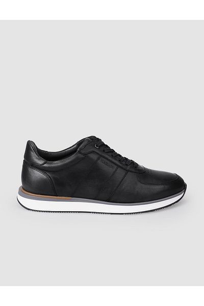 Cabani 100% Genuine Leather Black Lace-Up Men's Sports Shoes