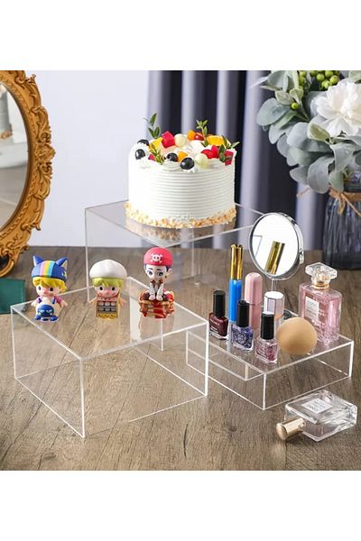 Pleksi Marketi Clear Acrylic Stand & Organizer - Decorative Multi-Purpose Organizer (Set of 3)