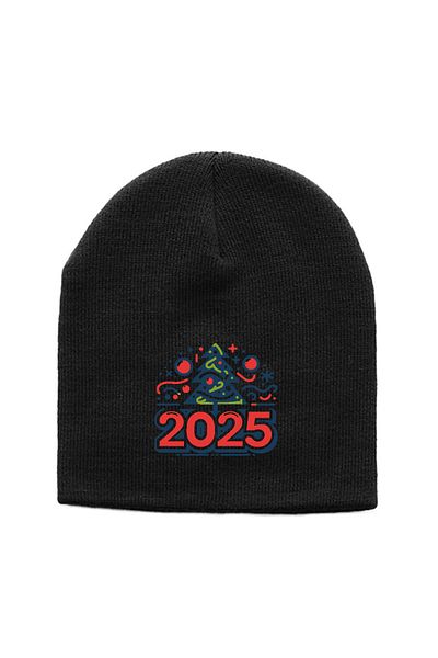 Tshirthane Честита Нова Година 2025 - Черна плетена шапка Essential