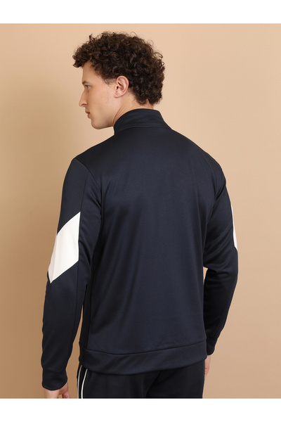 Highlander By Styli Color Block Mock Collar Zip-Up Bomber Jacket