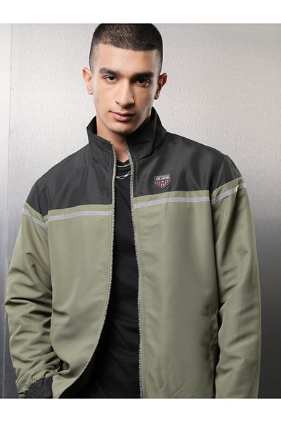 Highlander By Styli Color Block High Neck Windbreaker Jacket