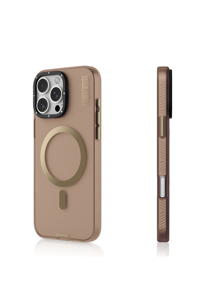 Youngkit iPhone 16 Pro Max Kılıf Magsafe Şarj Özellikli Youngkit Hidden Sand Serisi Kapak Gold