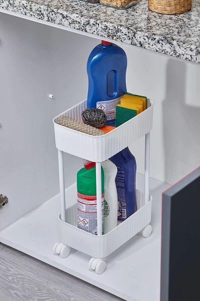 ViATOM 2-Tier Multi-Purpose In-Cabinet Tegah Six-Wheeled Organizer with Wheels