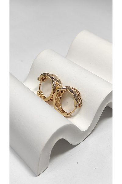 Bijutek Xuping Vip Rose Gold Zircon Stone Hoop Steel Earrings for Women