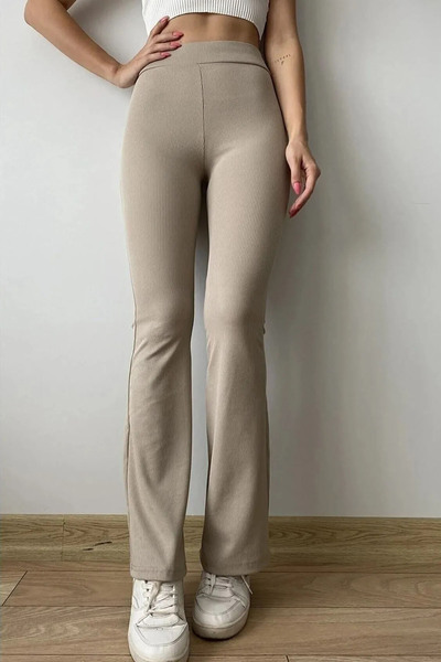 Swana Yüksek Bel Toparlayıcı Içi Polarlı Kışlık Fitilli Ispanyol Tayt Pantolon