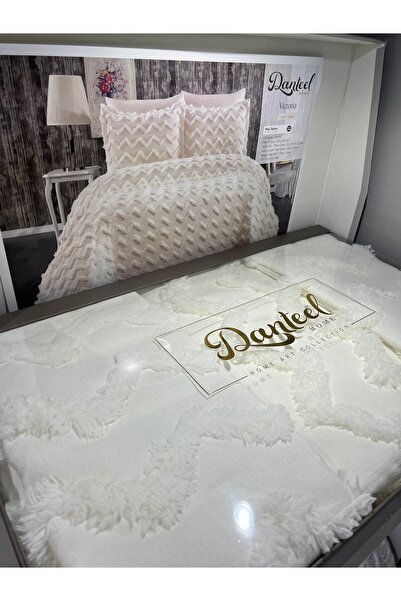 DANTEEL HOME Victoria Püsküllü Yatak Örtüsü 3 Parça (KREM)