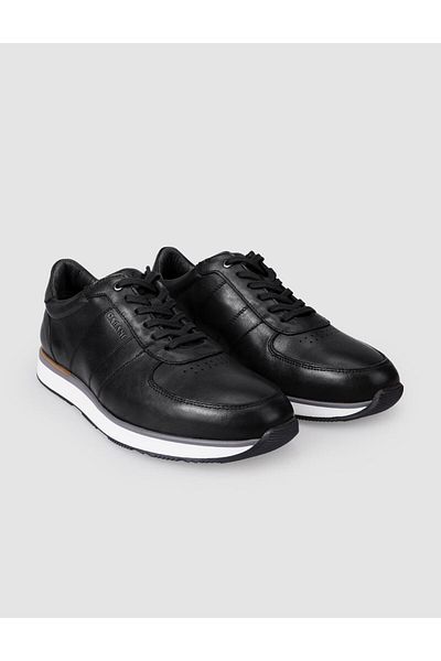 Cabani 100% Genuine Leather Black Lace-Up Men's Sports Shoes