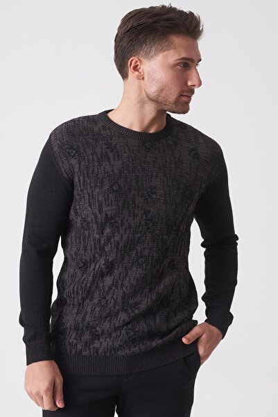 White Stone Guarulhos 2024-36 O Yaka Slim Fit Pamuklu Venezia Triko Siyah Antrasit