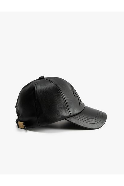 Koton Faux Leather Embroidered Cap Hat