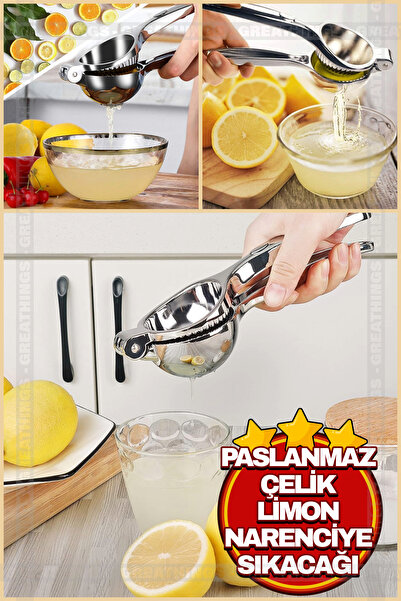 Greathings Paslanmaz Çelik Limon Narenciye Sıkacağı | Lüks Ağır Çelik Portaka...