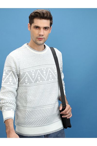 Highlander By Styli Geo Pattern Open Knit Sweater