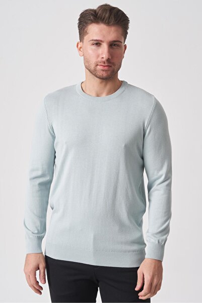White Stone Rio De Janeiro Wtrk1000 O Neck Slim Fit Cotton Knitwear B.Blue
