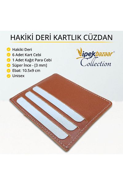 ipekbazaar 6-Piece Genuine Leather Card Holder - Super Slim, Unisex, Thin, Credit Card Holder Wallet with Coin Pocket