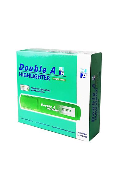 DOUBLE A Bright Green Highlighter, Pack of 10 Pieces
