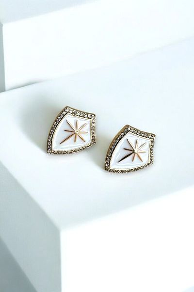 Leo'Stone Special Series Enameled Shield Figured Polar Star Model Design Women's Steel Earrings