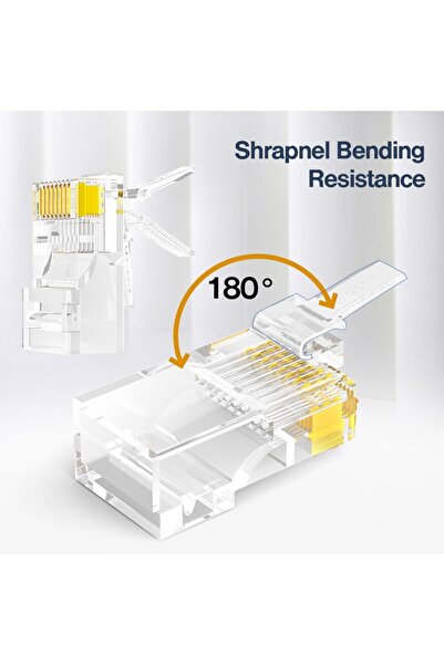 Choice 100 قطعة من موصلات AMPCOM CAT5e RJ45 8P8C وكابل Ethernet معياري RJ 45 وكابل شبكة محلية 50u مطلي بالذهب