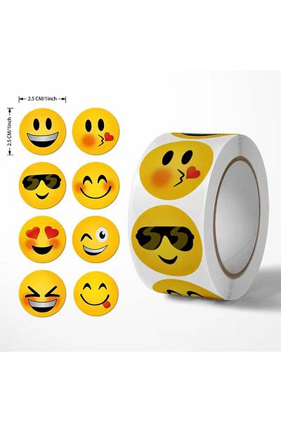 Choice 500Pcs/Roll Cartoon Funny Smile Face Expression Reward Stickers 8 Designs 2.5cm/1.0in Round For P...
