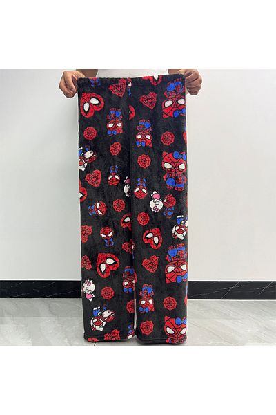Miniso L(50-55kg) B Hello Kitty Spider-man Cotton Velvet Loose Pajamas Pajamas Long Pants Women's And Men's