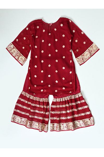 Bella Moda By Styli Printed Round Neck Kurta & Tiered Sharara Set