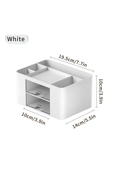 Choice White 1pc Pen Organizer With 2 Drawer Multi-functional Pencil Holder For Desk Holder Storage Box For