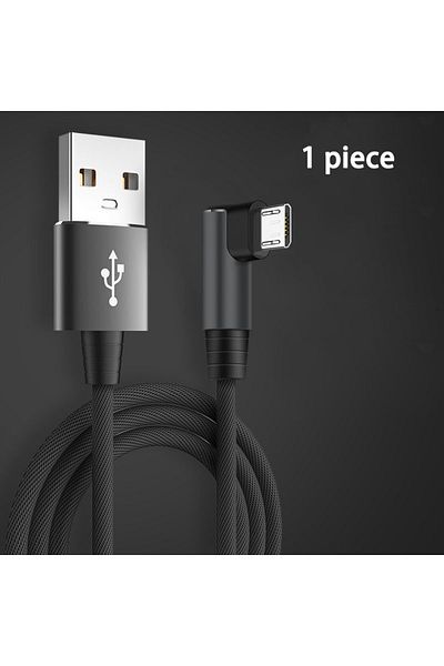 Choice 2m black 3A Fast Charging USB Micro Cable 90 Degree Elbow Data Cable for Samsung Xiaomi OPPO VIVO Mo
