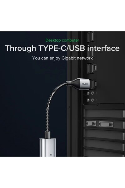 Choice GRAY LLANO USB3.1 Type C To Ethernet RJ45 Lan Gigabit Adapter 100/1000/2500Mbps Network Card For PC