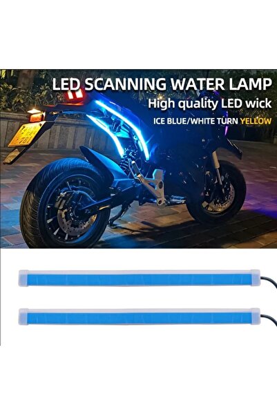 Choice 45 سم أزرق جليدي 2 قطعة مصباح إشارة انعطاف للدراجات النارية LED مصابيح نهارية تعمل بالتيار المستمر ومصباح خلفي مقاوم للماء