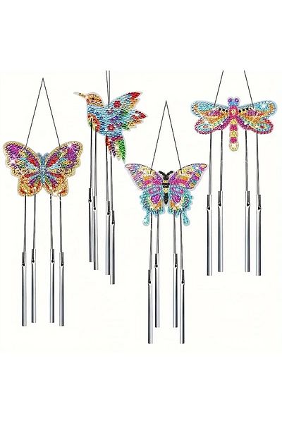 Choice 4 Pieces/set Acrylic Double-sided Diamond Painting Insect Modeling DIY Wind Chimes Crafts, Garden...