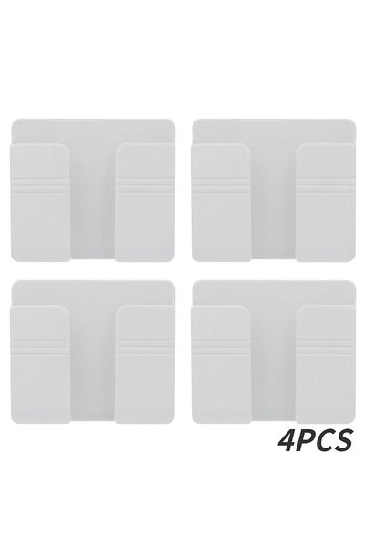 Choice White-4pcs 4pcs Wall Mounted Storage Box Multifunction Punch Free Organizer Tv Remote Control Diy M