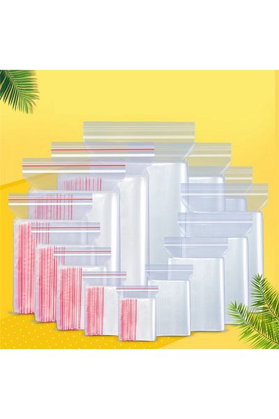 Choice 100 Pcs/Pack 5-12 Wire Self Seal Clear Plastic Poly Resealable Ziplock Bags Food Storage Fresh Pa...