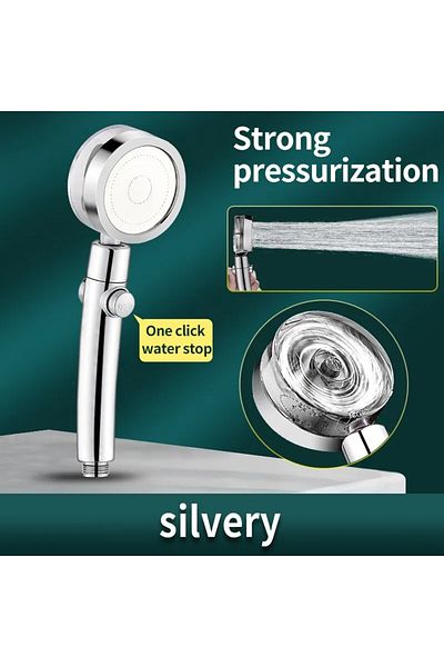 Choice Silver Propeller Shower Head Rainfall High Preassure Water Saving Bathroom Accessary Pressurized Noz