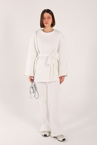 Melike Tatar Ekru 3-5558K Model Zip Three Thread Suit
