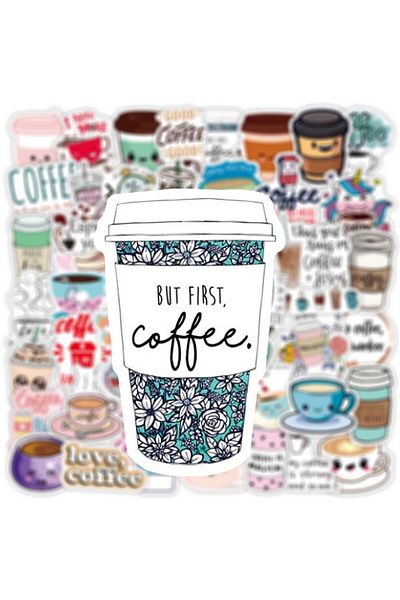 Choice 50pcs Coffee 50pcs Cartoon Coffee Stickers Espresso Latte Mocha Lovely Cute Sticker Diy Laptop Vinyl