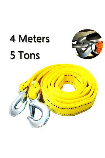 taotaocar 4m 5ton 1 Pcs 4m Car Tow Cable Heavy Duty 5 Ton Trailer Rope Towing Pull Rope Strap Hooks Van Road R