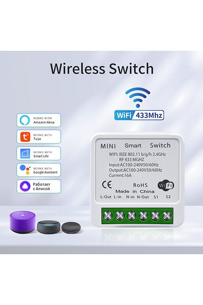 GGBEE Wifi Receiver Tuya Smart Wifi Switch For Lighting Rf 433mhz Wireless Switch Smart Life App Voice Con