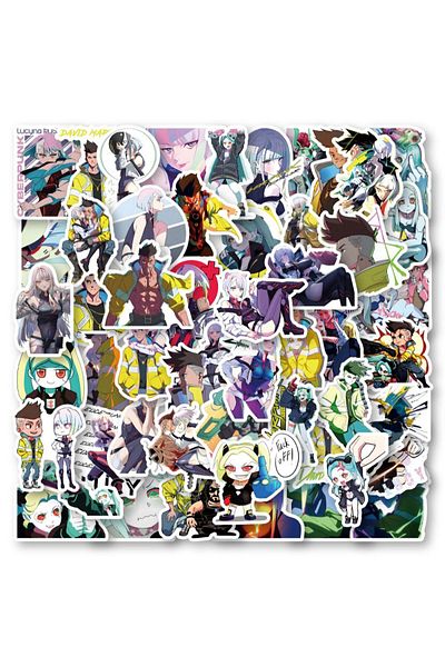 Choice 52pcs 52pcs Cartoon Anime Cyberpunk Edgerunners Stickers For Suitcase Skateboard Guitar Laptop Decor