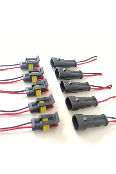 Choice 5pairs Black 10pcs 5 Sets Waterproof Automotive Male Female Electrical Connectors Plug 2-pin Way Wi