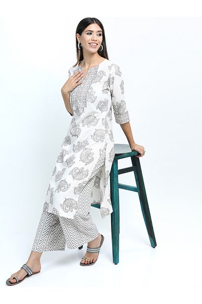 Vishudh By Styli Paisley Print Kurta & Palazzos Set