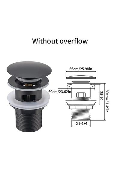 Choice Black Perforated Easy-clean Pop-up Sink Drain With Anti-clog Strainer And Overflow, Durable Push-but