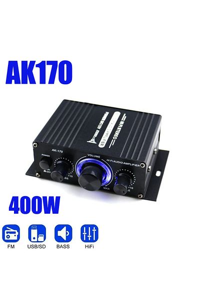 Choice AK170 Mini Digital Power Audio Car Amplifier Blue Light Stereo Audio Amplifier for Home Theater C...