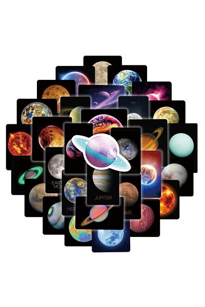 Choice 50pcs Planets 50pcs Universe Planets Stickers Laptop Stationary Scrapbook Notebook Luggage Aesthetic