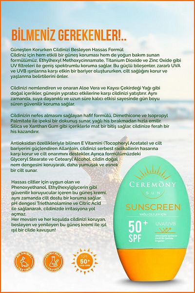 Ceremony Uva-Uvb High Protection Natural Look Fast Absorbing 50 Spf Sunscreen Oily Skin 50ml