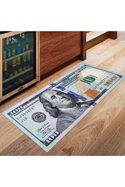 MABEBA TEKSTİL Dolar Desenli Yıkanabilir Kaymaz Taban Modern Salon Halısı Mut...