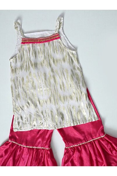 Bella Moda By Styli Strappy Shiny Top & Tiered Sharara Co-Ords Set