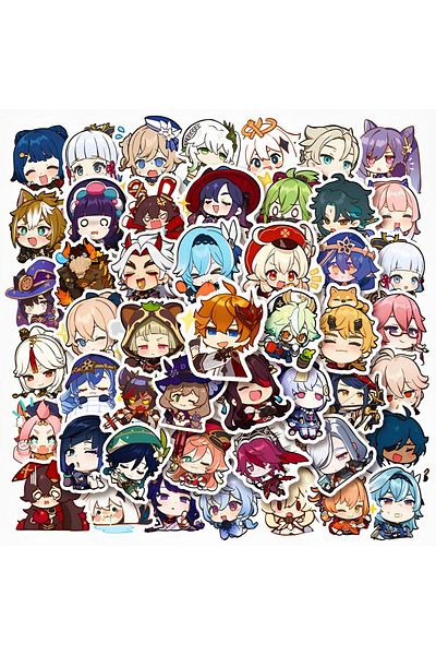 Choice 50pcs Genshin Impact 50pcs Cute Genshin Impact Stickers Laptop Pad Tablet Phone Case Notebook Comput