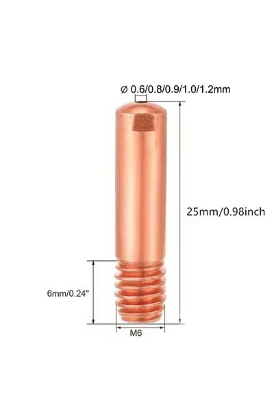 Choice 5/10PCS, Tip Gas Nozzle MB-15AK M6*25mm Welding Torch Contact Tip Gas Nozzle 0.6/0.8/0.9/1.0/1.2m...