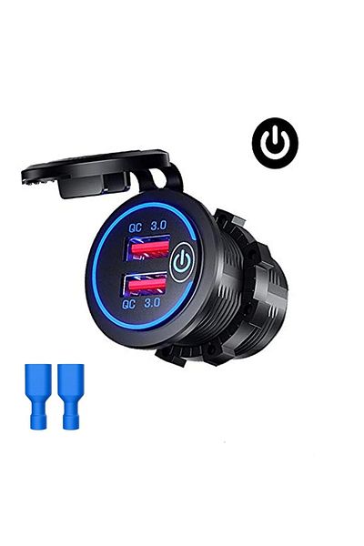 Choice Dual QC 3.0 Dual USB Fast Car Charger Socket 12V/24V waterproof with Switch Auto Car Quckly Charg...